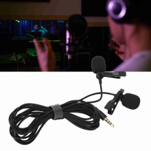 Black Double Head Lavalier Lapel Microphone No Driver Installation Required Lapel Collar Clip Mic