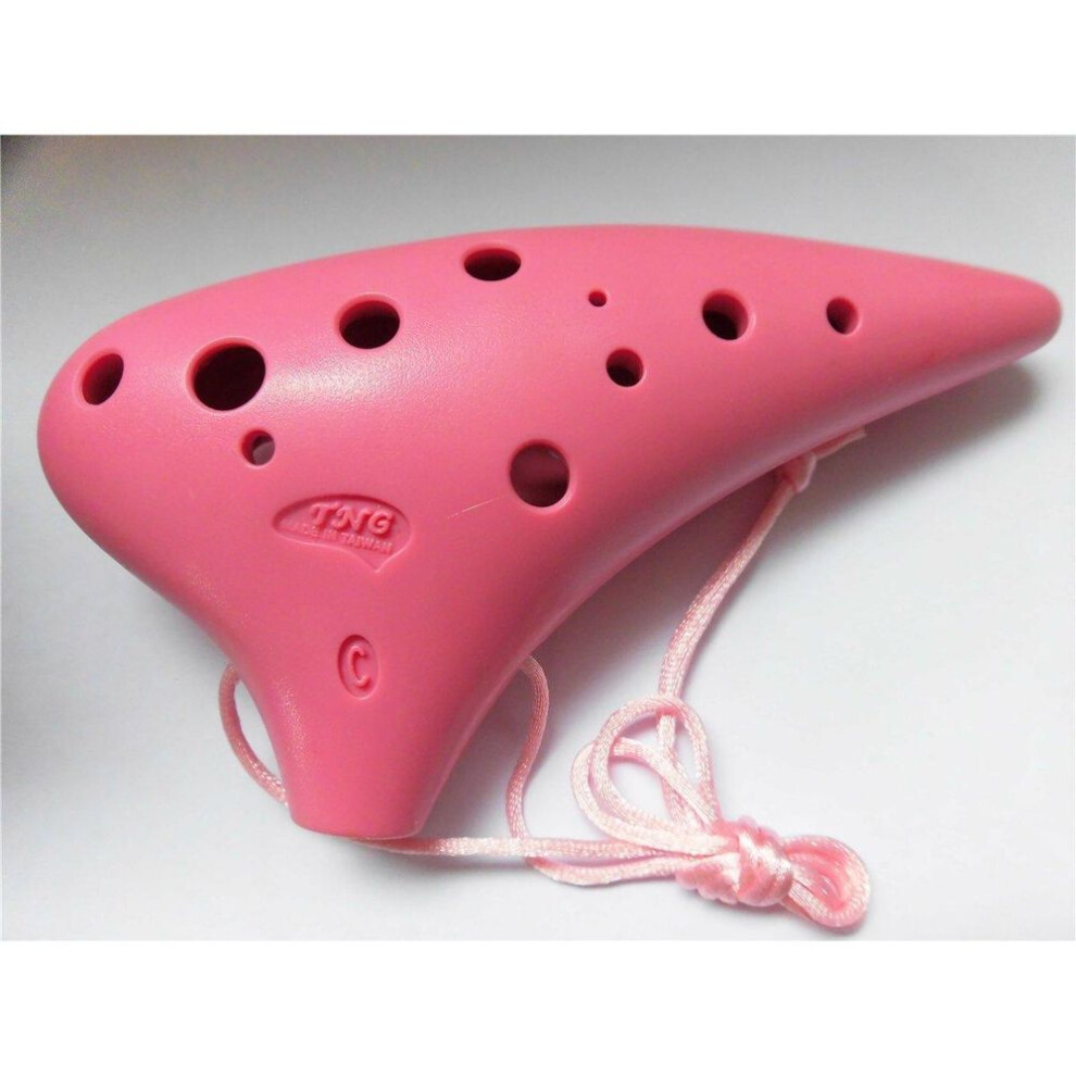 Tng Ocarina Musical Instrument [12 Holes Altopink] Plastic C Tone Ac (with Strap) Ocarina Wind Pipe Resin Pink