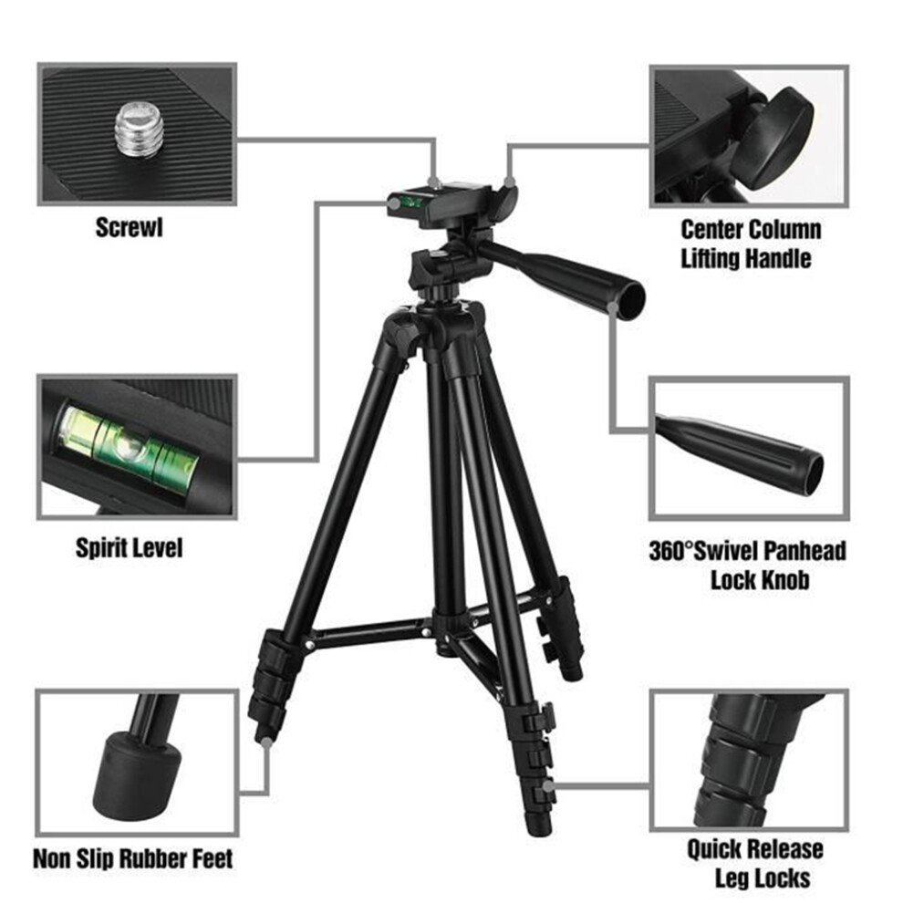 Phone Tripod Adjustable Aluminum Lightweight Smartphone Tripod Camera Tripod Silver/Black 8471324894583