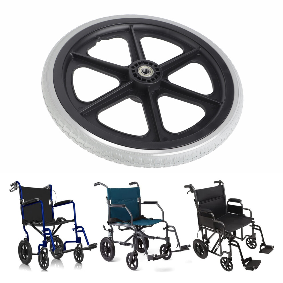 Wheelchair Wheel 14in Manual Wheelchairs Rear Replacement Black Solid Polyurethane Foam Tire