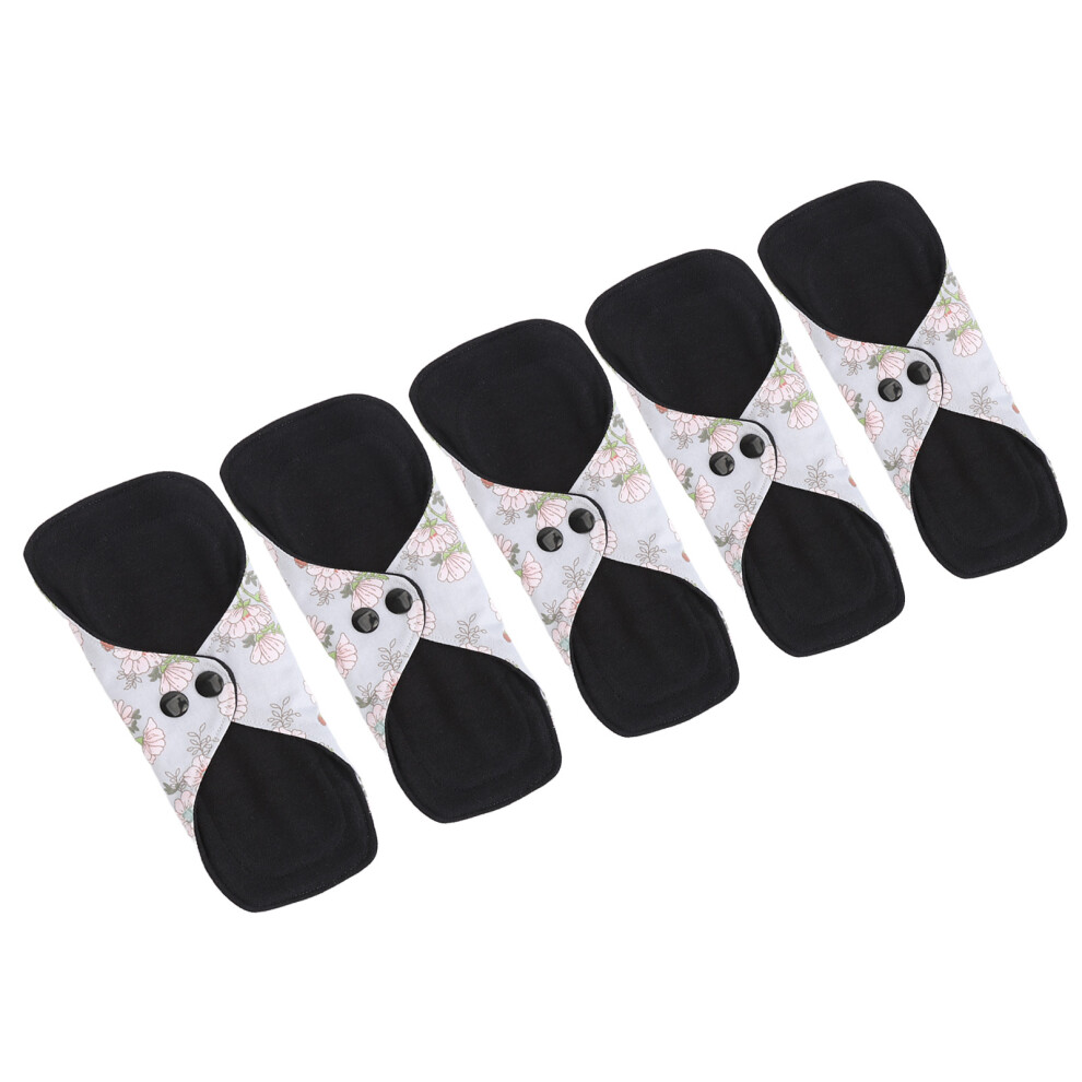 5pcs Reusable Menstrual Pads Strong Water Absorption Soft Cotton Washable Feminine Sanitary Pads S