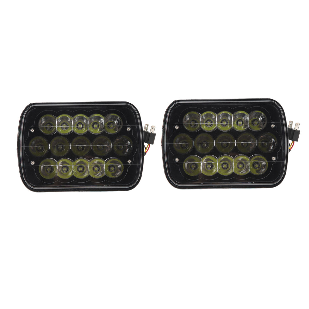 2Pcs LED Headlight 7in 45W Left Right LED Headlamp with Wiring for Wrangle Comanche Cherokee DC12V Black Bottom