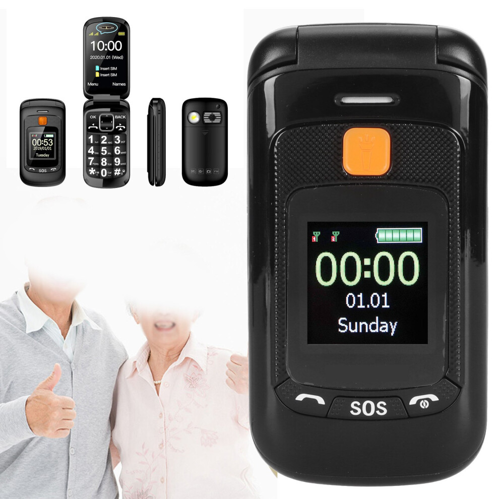 F899 Folded Senior Mobile Phone Dual Sim 2800Mah Battery Flip Cell Phone For Seniors The Elderly Black 4661324901006