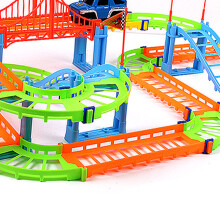 Electric Train Track Toy Exquisite Workmanship Safe Educational Race Car Track Toys with Coconut Tree for Children Colorful