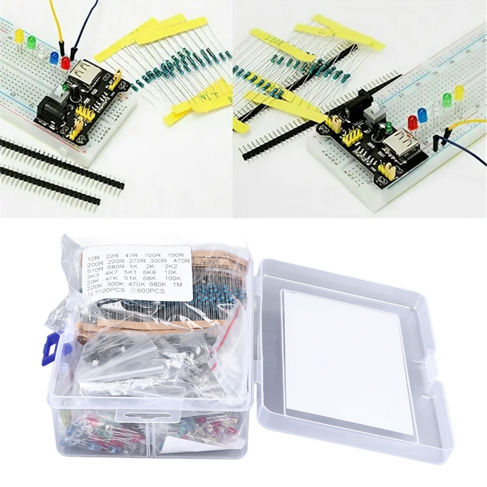 1500Pcs Electronic Component Kit Resistors Transistors Ceramic Electrolytic Capacitors Led Diodes Assortment Kit 9411324904300
