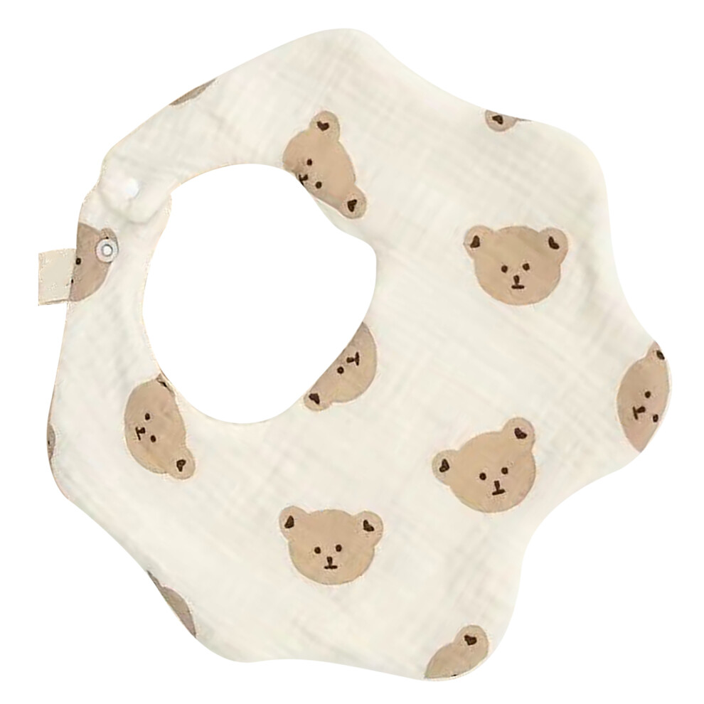 Baby Petal Shape Bib Cotton Lovely Moisture Absorption Soft Breathable Baby Multi Layers Bib Bear Head