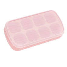 Silicone Ice Cube Tray Easy Release Flexible 8 Ice Cube Trays SquareIce Trays with Removable Lid for Freezer Cocktail Whisky Pink