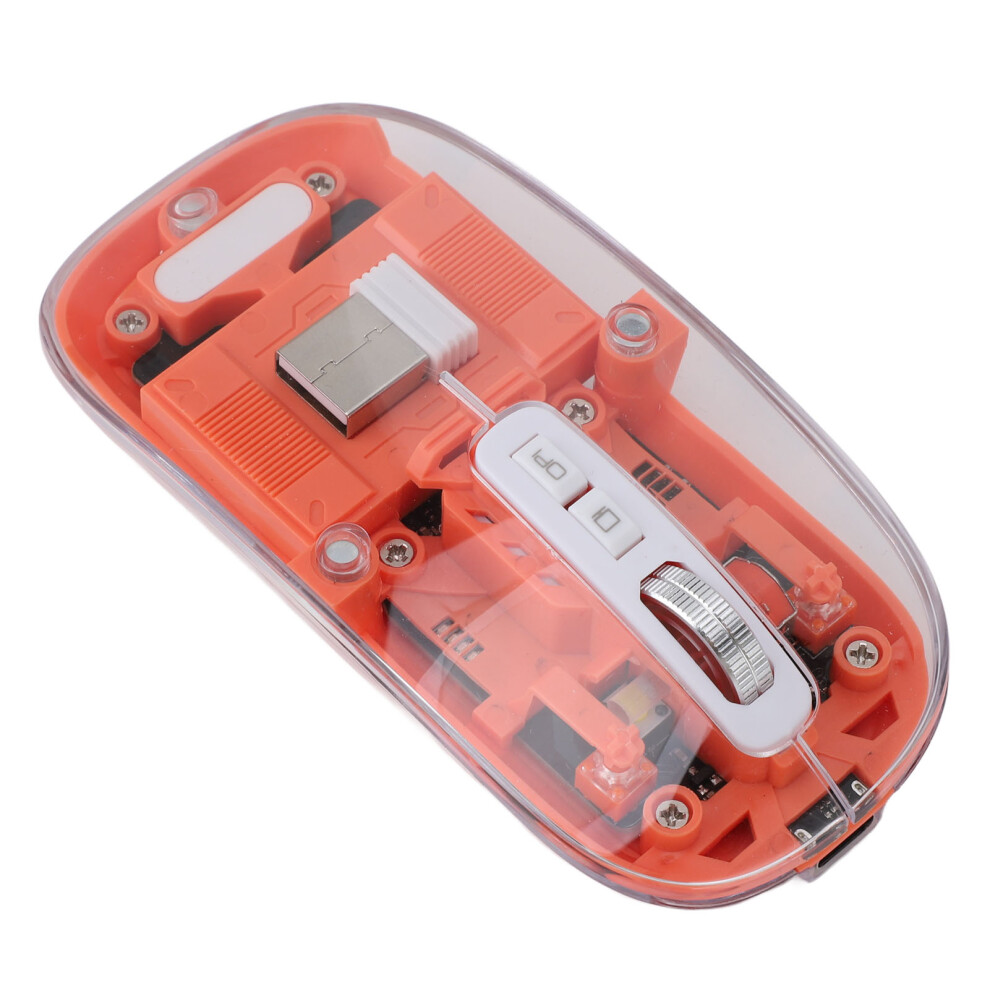 Transparent Computer Mouse 2.4G Bt1 Bt2 Tri Mode Usb Rechargeable Wireless Bluetooth Mouse With Usb Receiver For Laptop Orange 4671324915378