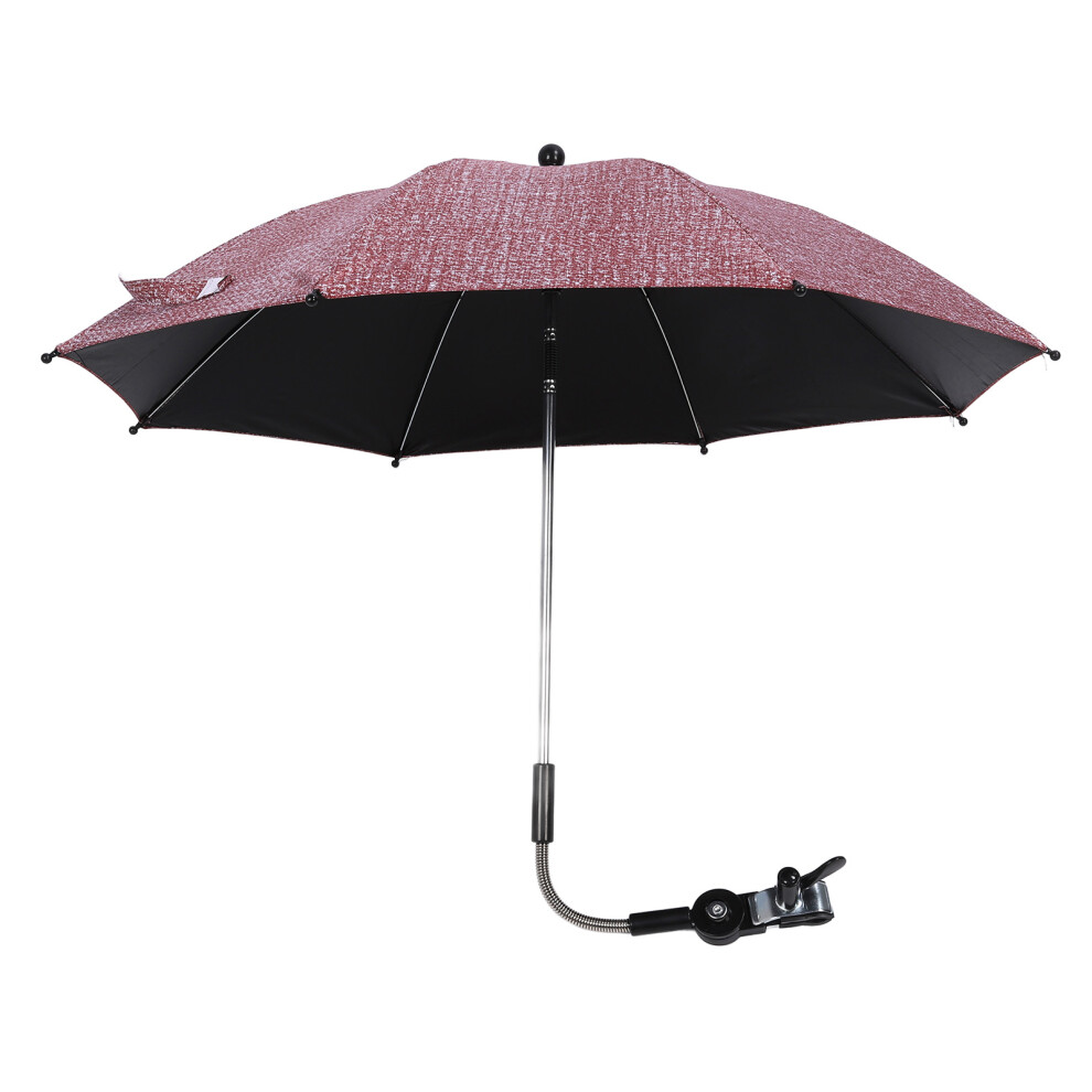 Baby Stroller Umbrella With 360 Degree Adjustable Clamp Uv Protection Sun Shade Waterproof Clip On Parasol 75Cm Red