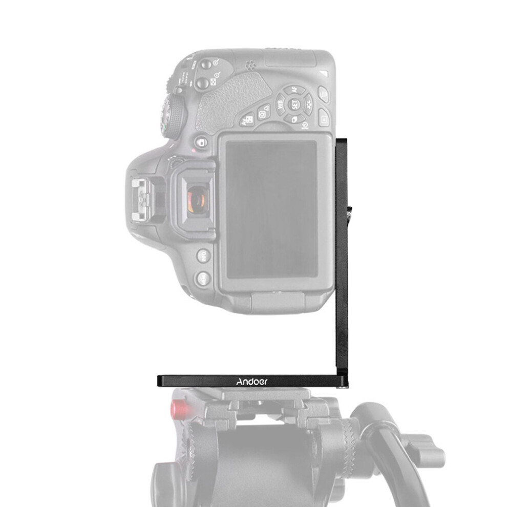 Andoer Aluminium Alloy Universal L-Shape Plate Bracket Camera Holder With 1/4 Inch Screw Mount Vertical Video Recording For Tripods Stabili 4981324928750