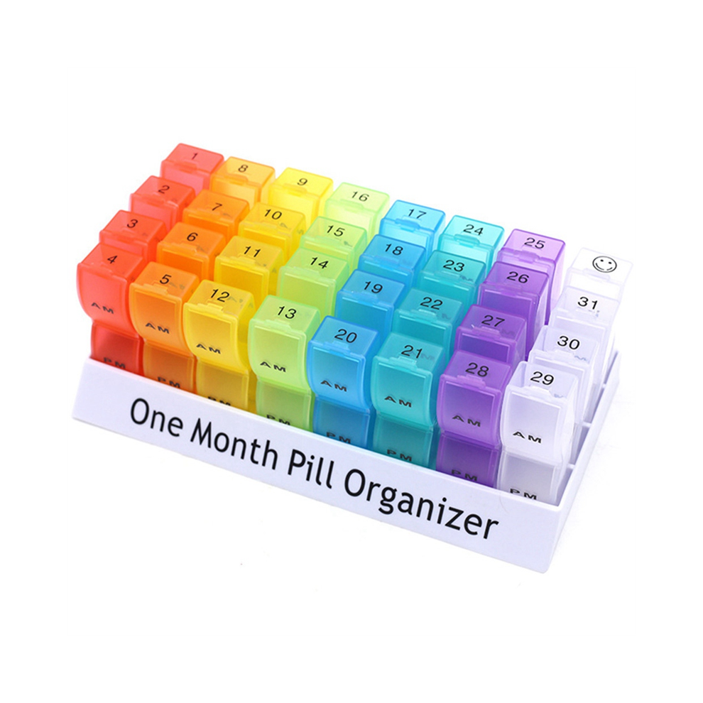 Kepptory Monthly Pill Organizer 2 Time A Day, 31 Day Case