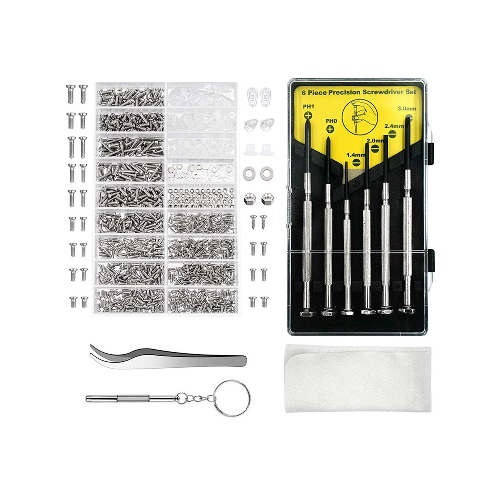 Kepptory Eyeglasses Repair Kit, 1000Pcs Eyeglass Screws And 6 Pcs Screwdrivers