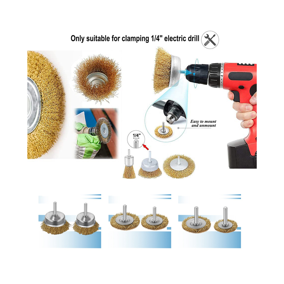 Wire Brush Wheel Cup Brush, 12 Piece Set, 4852874553474