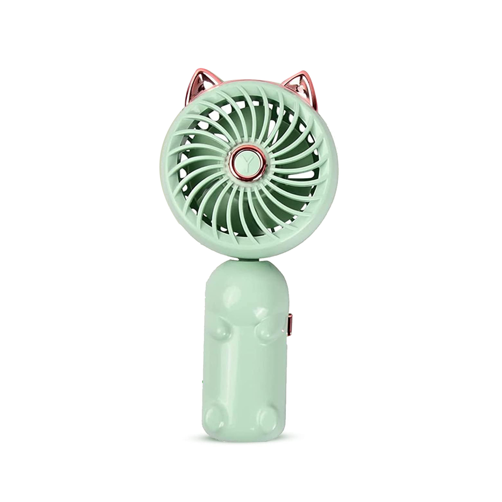 Portable Hand Held Fan with Cat Ears - Mini Fan(Green)-image-OPC-PHX5MRZ-NEW