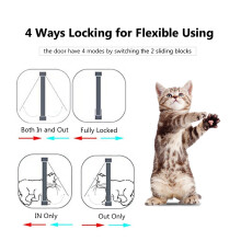 Cat Door Pet Entry Safe Ferromagnetic Pet Flap Door 4 Ways Locking Automatically Close for Kitty Small Dogs