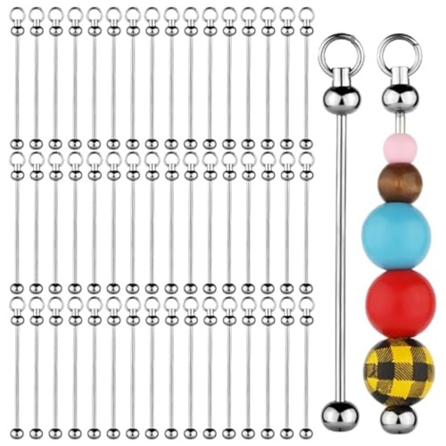 50Pcs Blank Beadable Keychain Bars,Metal DIY Bead Bar 1