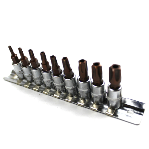 9 stuks 5-punt Ster Torx Schroevendraaiersbits voor 1/4 inch drive socket