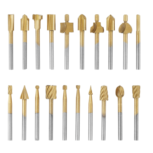 20Pcs Wood Carving Bits Engraving Router Bit, HSS Rotary Burr Set