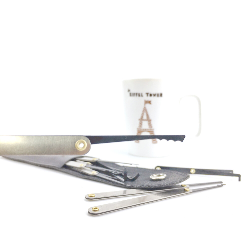 15Pcs Locksmith Padlock Stainless Steel Lock Picks Set Transparent Skill Training 9481324937691