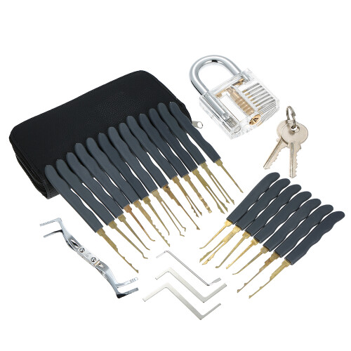 24pcs Lock Unlocking Picking Set Kit Tool with Transparent Practice Training Padlock Lock for Locksmith Beginners and Professional 1