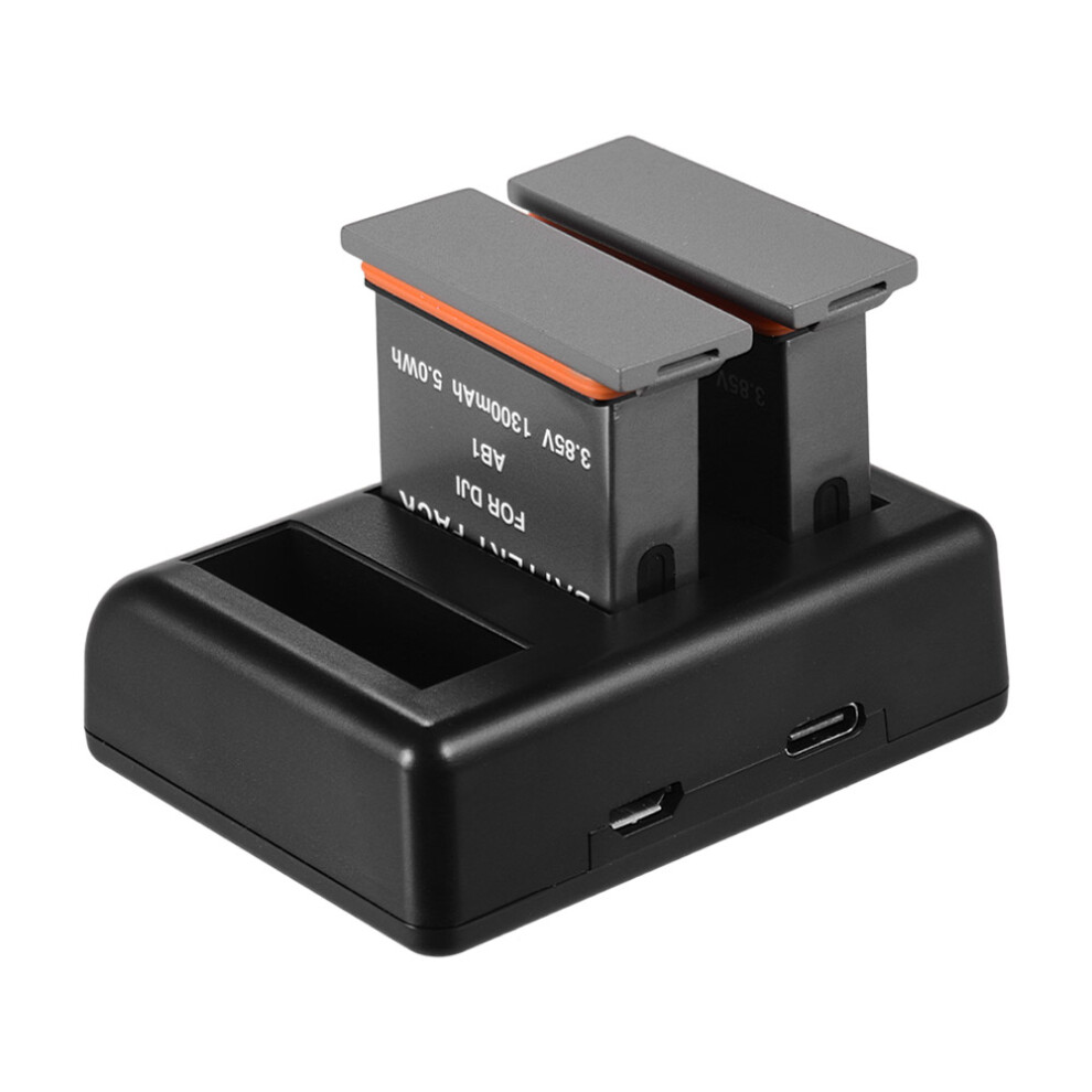 Charging Kit Triple Channel Charger With 2Pcs 1300Mah Rechargeable Li-Ion Batteries Usb Charging Cable For Dji Osmo Action Camera 8401324940225
