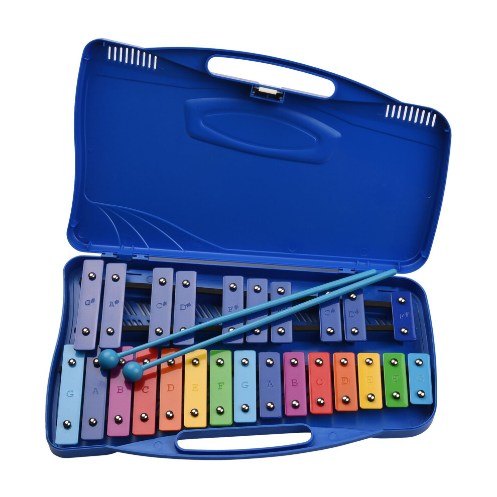 25 Notes Glockenspiel Xylophone Hand Knock Xylophone Percussion Rhythm Musical Educational Teaching Instrument Toy with Case 2 Mallets for
