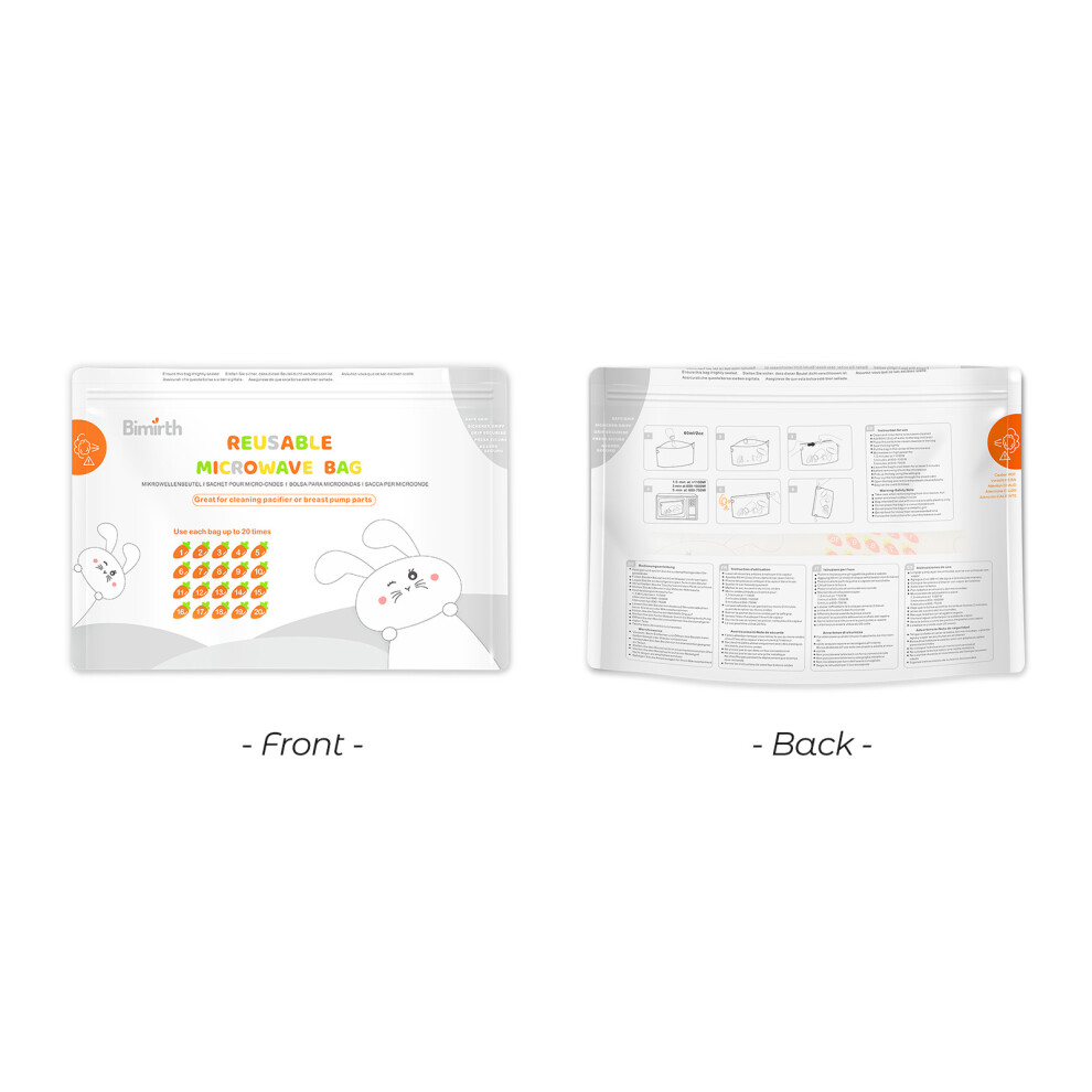 Bimirth S5005 Reusable Microwave Sterilizer Bags Steam Sterilization Bags for Baby Bottles Breast Pump Teethers Pacifiers Tranining Cups, 1