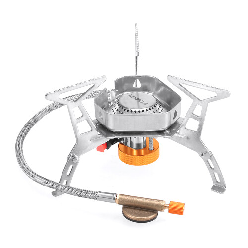 Faltbarer winddichter Gaskocher 14,5  9,5 cm Edelstahl