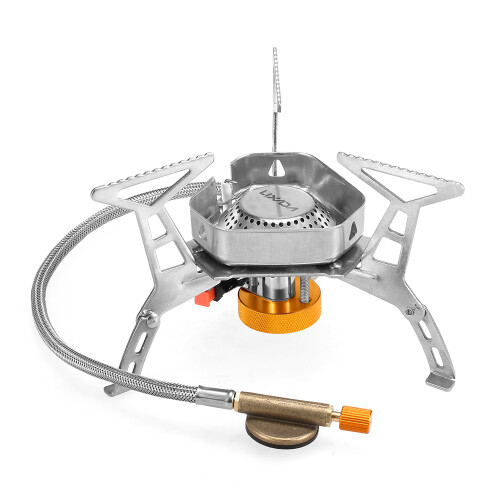 Faltbarer winddichter Gaskocher 14,5  9,5 cm Edelstahl 2