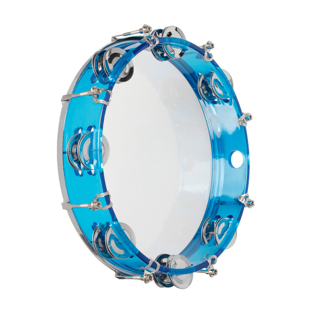 10 Inch Hand Held Tambourine Double Row Tambourine Drum Set Percussion Instrument Musical Educational Toy Instrument for Church Performance