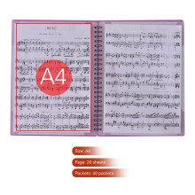 Multifunctional Music Score Holder A4 Size Paper Sheet Document File Organizer Folder with 40 Pockets