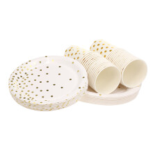Dishware Set Desserts Plate Set Dixie Cup Disposable Spots Gilding Environment Friendly For Home Office