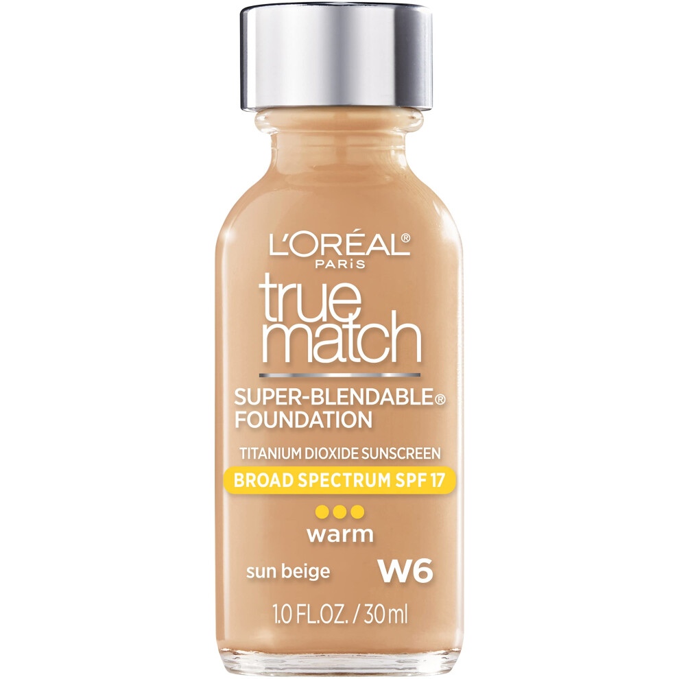 L’oréal Paris Loréal Paris Makeup True Match Super-Blendable Liquid Foundation, Sun W6, 1 Fl Oz (1 Count) Beige