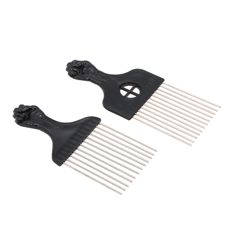 4PCS Black Comb Set Metal Afro Hair Style Comb Curly Hair Black Suit Steel Needle Comb Hairdressing Tools