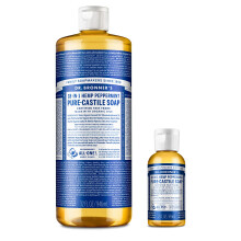 Dr. Bronner's - Pure-Castile Vloeibare Zeep (Pepermunt, 32 oz en 2 oz bundel) - Gemaakt met Biologische Oliën, 18-in-1 Toepassingen