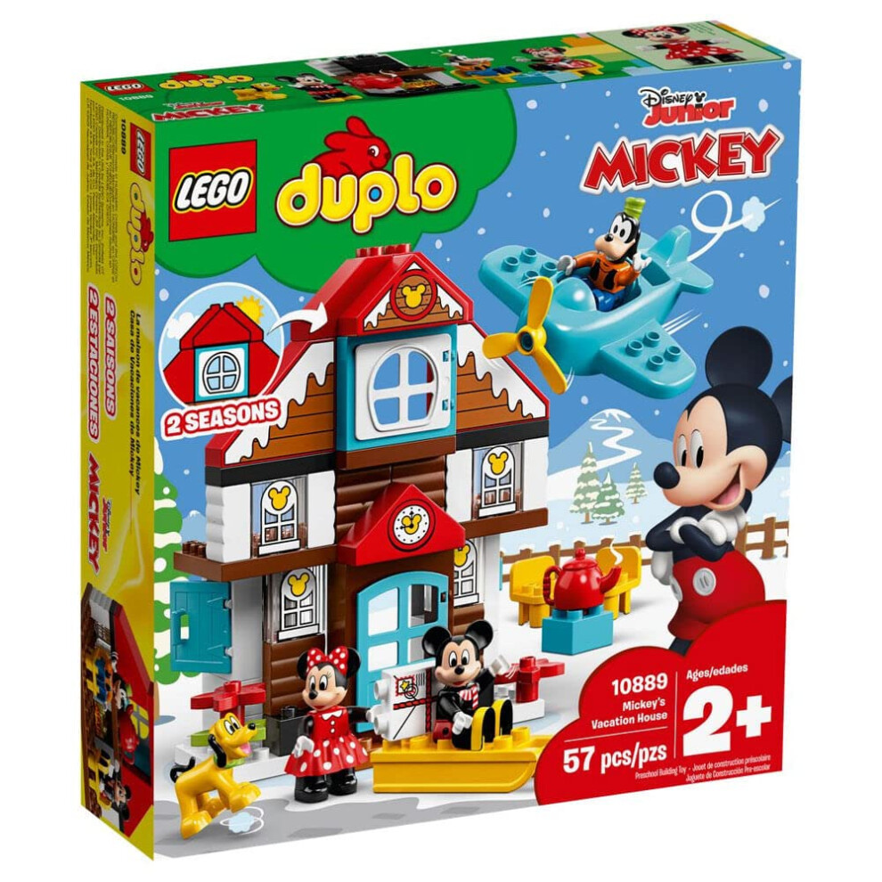 Lego Duplo Disney Mickey's Vacation House 10889 Toy House Building Set For Toddlers With Minnie Mouse, Goofy, Pluto And Mickey Mouse Figures (57 Piece
