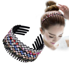 ZOCONE Headbands for Women with Diamond Comb, Wave Rhinestone Headbands with Teeth, 5Pcs Plastic Tooth Comb Head Bands Non Slip, Crystal Hair Loop Wav