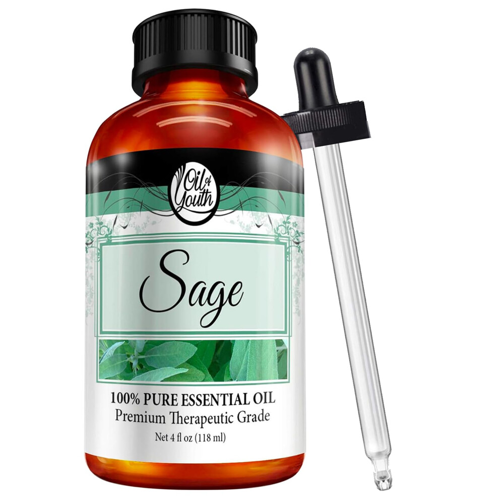 Oil Of Youth Sage Essential Oils 4Oz - Aromatherapy Oil For Diffuser