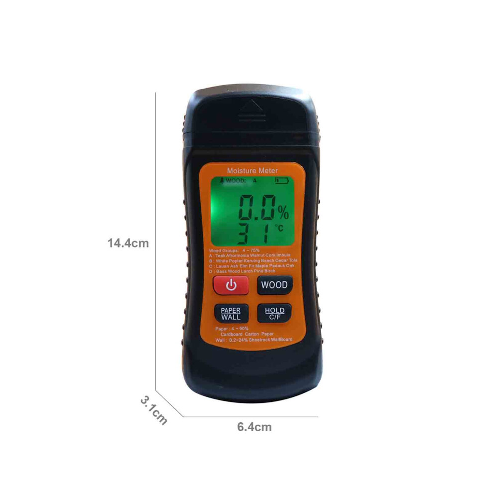 Wood Moisture Meter Digital Moisture Detector Moisture Tester Damp Tester Dampness Meter Portable Hygrometer Thermometer For Wood Building 7621324959817