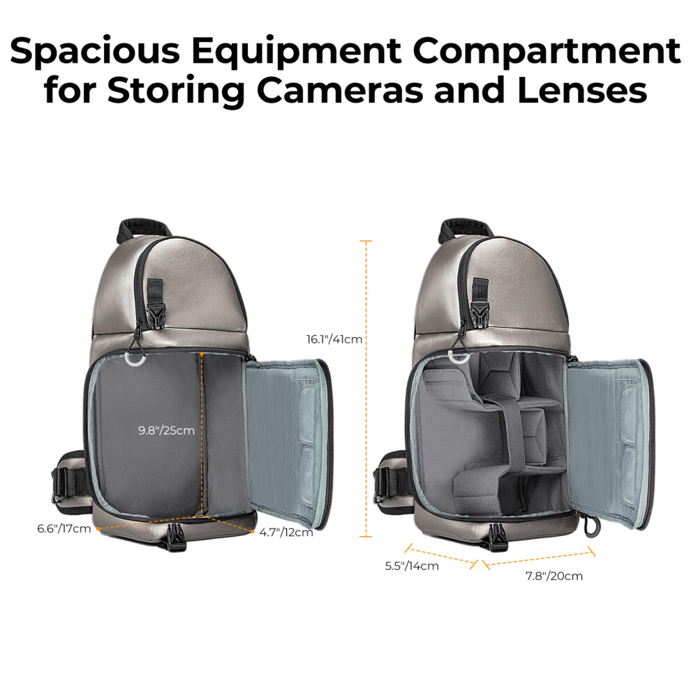 K&F CONCEPT Camera Sling Bag Shockproof Camera Bag for DSLR/SLR/Mirrorless Camera Case Waterproof with Removable Dividers