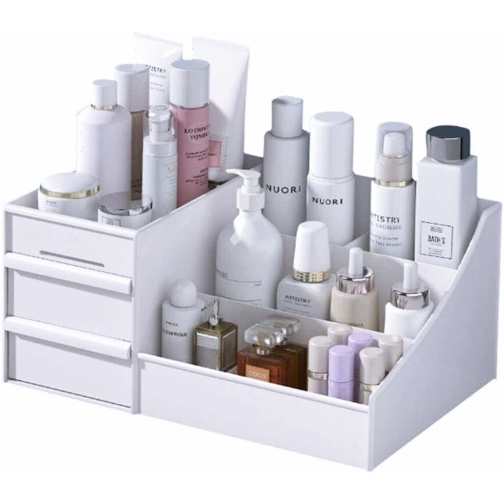 Decorcode Makeup Desk Organizer With Drawers Countertop Organizer For Cosmetics Vanity Holder For Lipstick Brushes Lotions Eyeshadow Nail Polish And Jewe