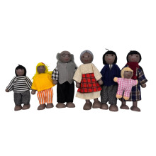 HYSTYLE 7-Pack Trä Dockhus Familjedockor, Rollspelsfigurer För Barn