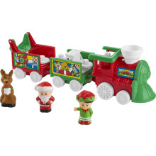 Fisher-Price Little People Toddler Toy Musical Christmas Train with Santa Elf & Reindeer Figures for Pretend Play Kids Ages 1+ Years
