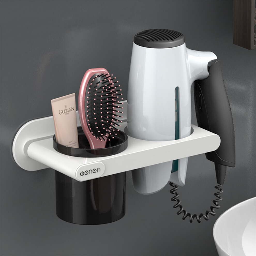 Menen Hair Dryer Holder Wall Mounted Hair Dryer Hanging Rack With Organizer Cup Storage Rack for Bathroom Barbershop Washroom-image-OPC-PHX5ZRP-NEW