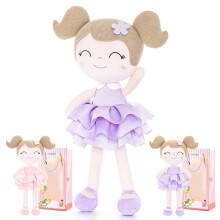 Gloveleya prinses Tutu pop eerste babypop voor meisjes Zachte poppen paarse jurk Perfect voor 1-4 jaar oude meisjes met cadeauzakje 14-inch