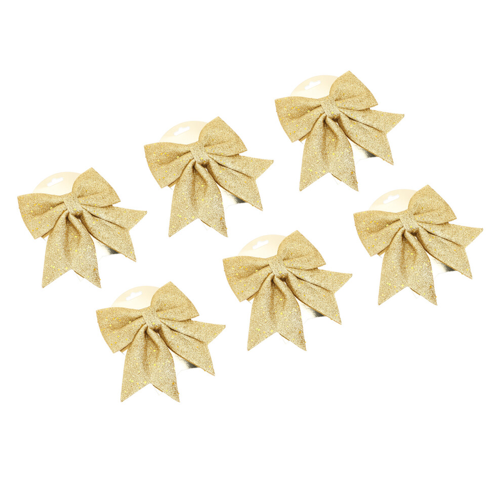 6pcs Glitter Bow Ornaments Multifuntional Party Accessories Xmas Decorative Glitter Ties for Valentine Day Wedding Gold-image-OPC-PHX625K-NEW