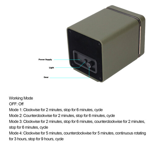 Automatic Single Watch Winder 4 Modes Super Quiet Uniform Rotating Single Watch Winder Case with Light Green W150D 2