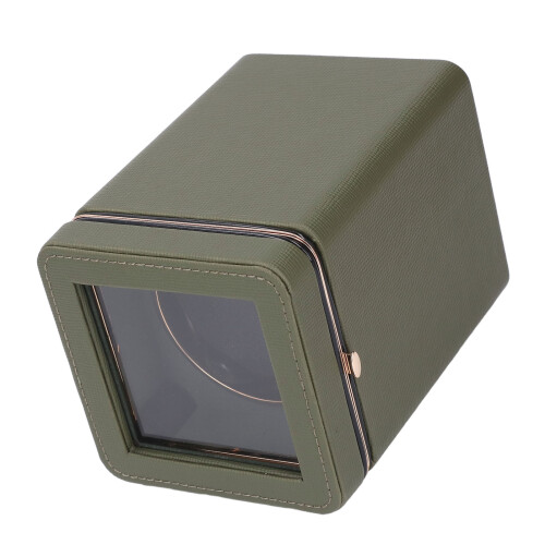 Automatic Single Watch Winder 4 Modes Super Quiet Uniform Rotating Single Watch Winder Case with Light Green W150D