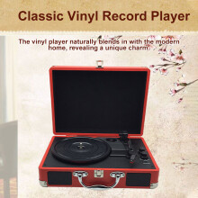 Vinyl Record Player 3-Speed Turntable with Built-in Speakers BT Function Support 3 Size 7” /10” /12” Vinyl Record Portable Belt-Driven Reco