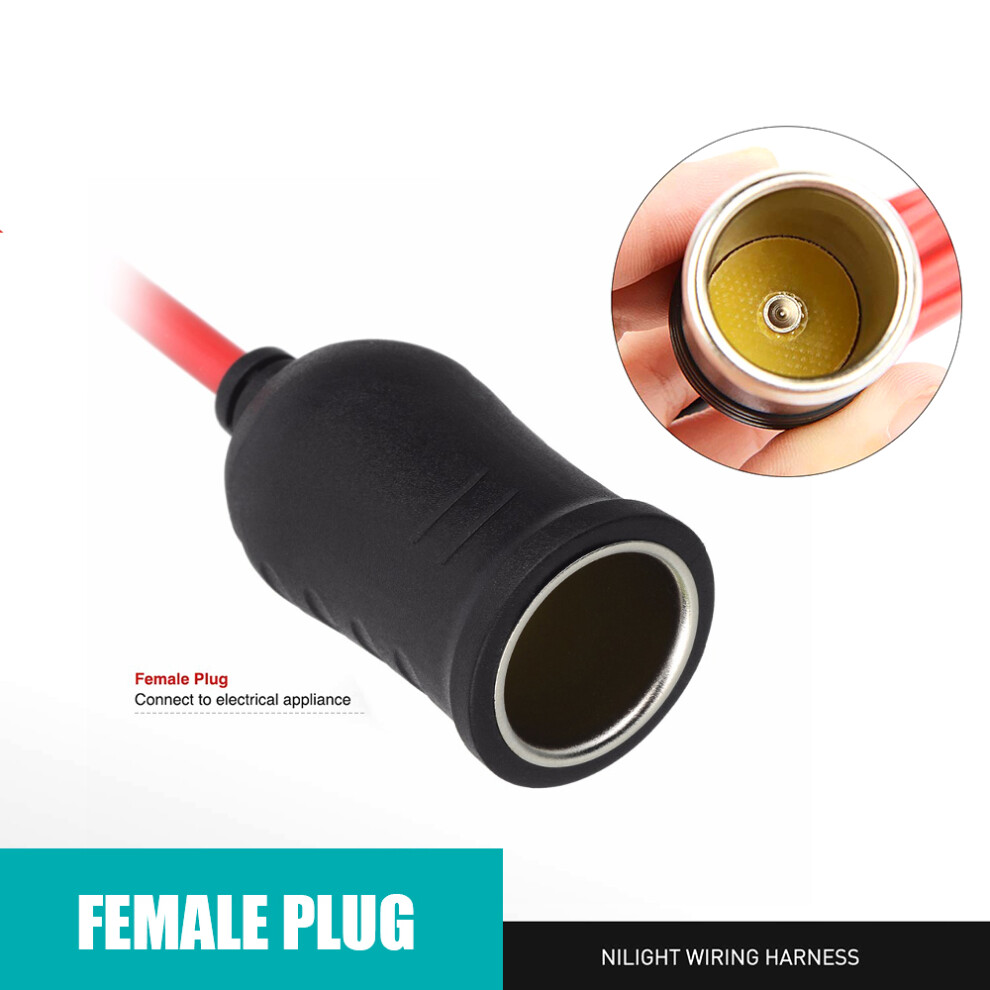 12V/24V 12' Foot Heavy Duty Extension Cord With Cigarette Lighter Plug Socket 7891324981839